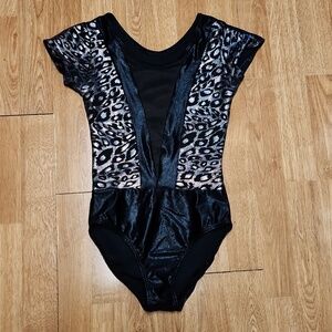 Ingenue black and iridescent animal print leotard sz small
